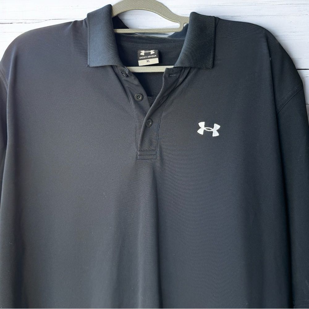 Men’s Under Armour Black Polo Size XL - Picture 2 of 8